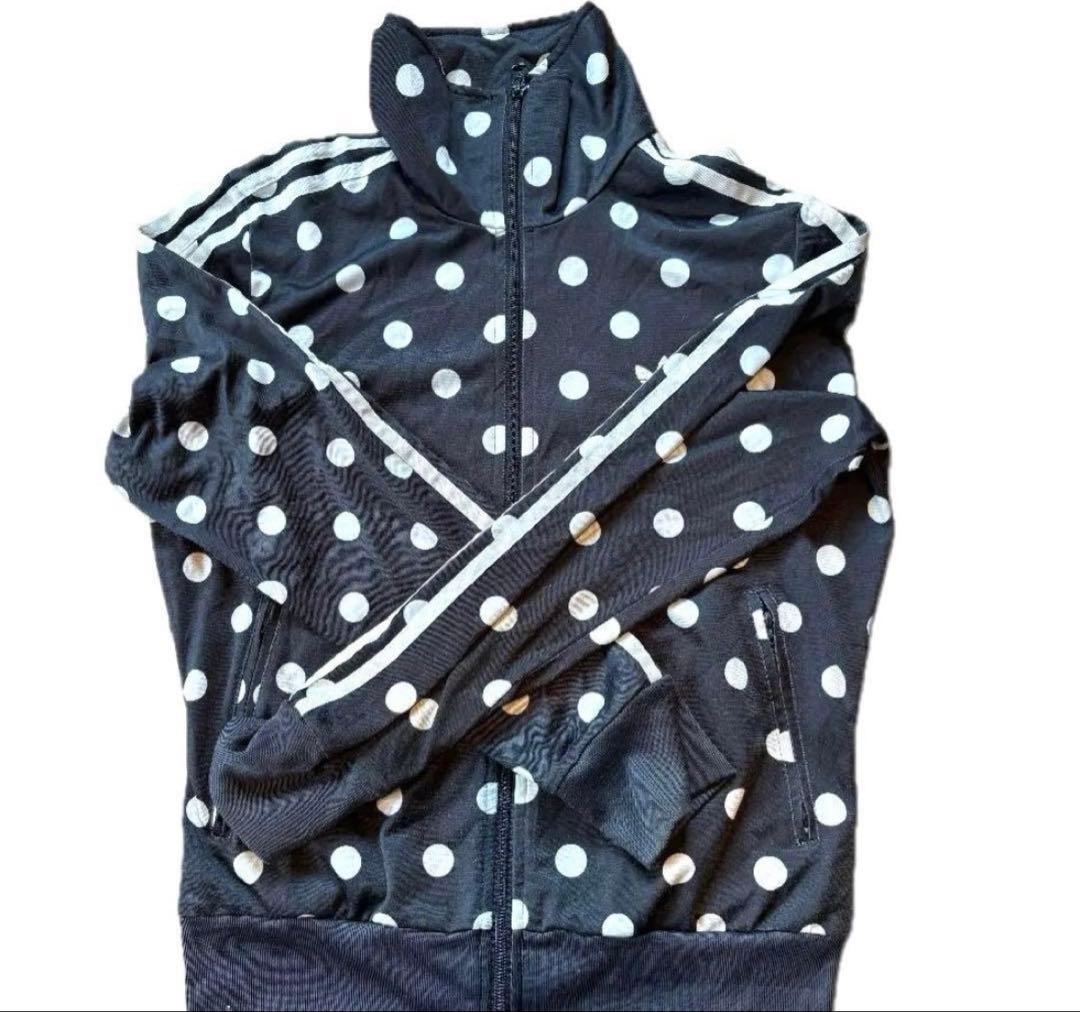 【adidas】ドット柄 ブラック ジップアップジャージ