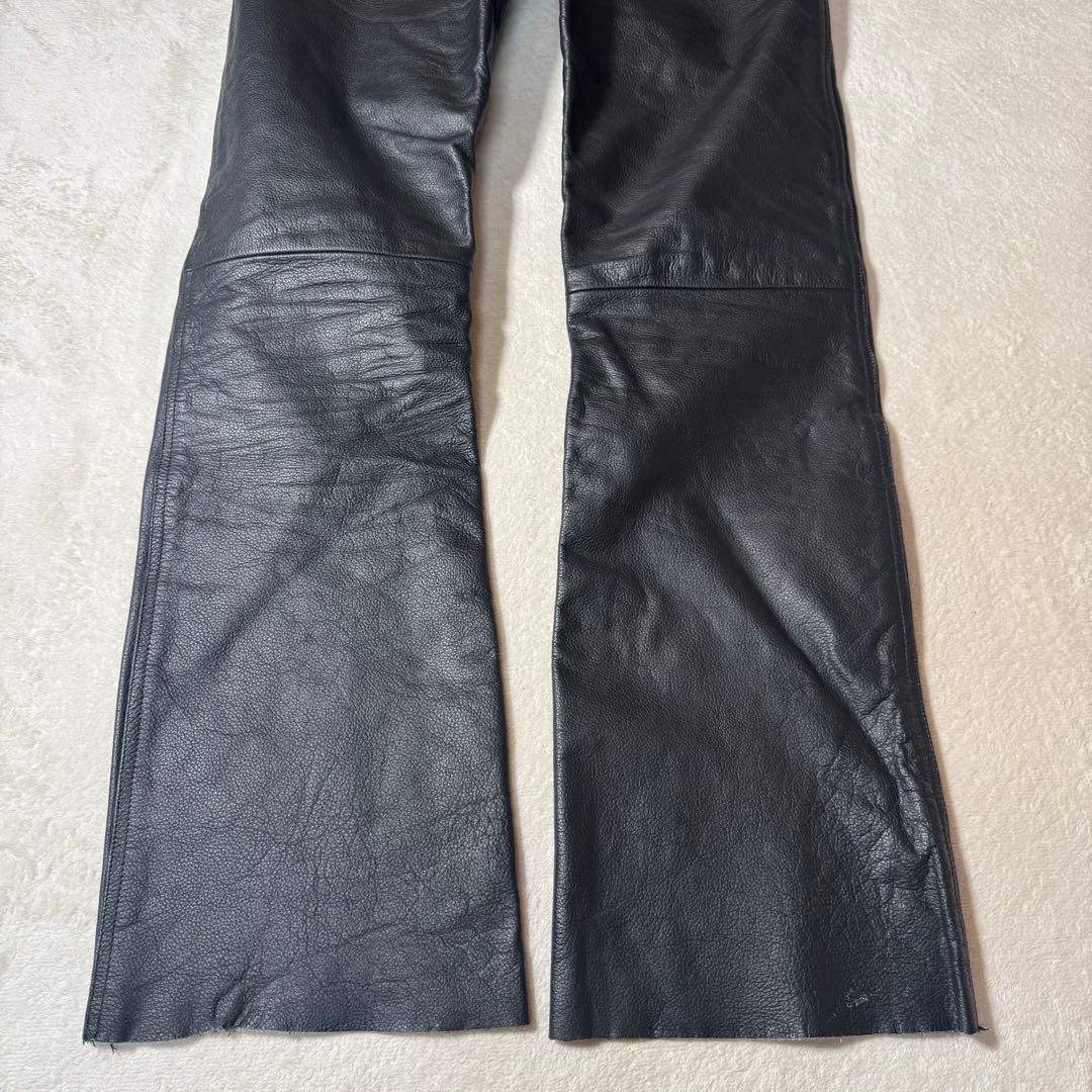 ★美品★ヴィンテージ　レザーフレアパンツ　牛革　ビックサイズ　L L