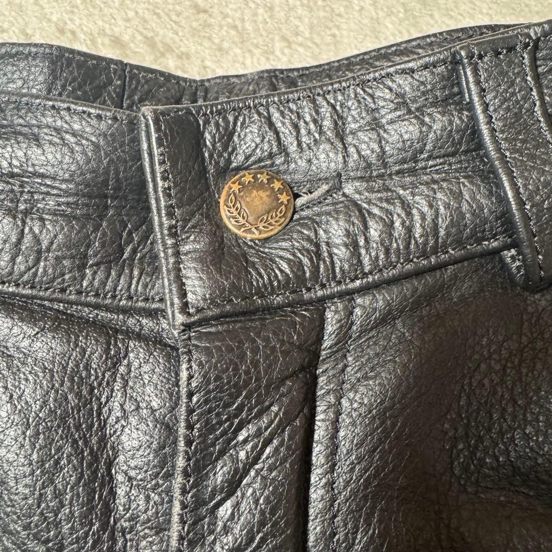 ★美品★ヴィンテージ　レザーフレアパンツ　牛革　ビックサイズ　L L