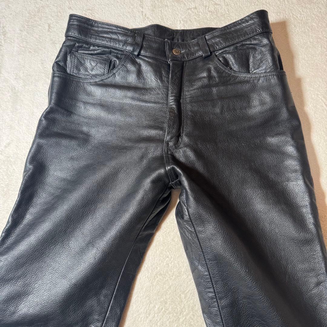 ★美品★ヴィンテージ　レザーフレアパンツ　牛革　ビックサイズ　L L