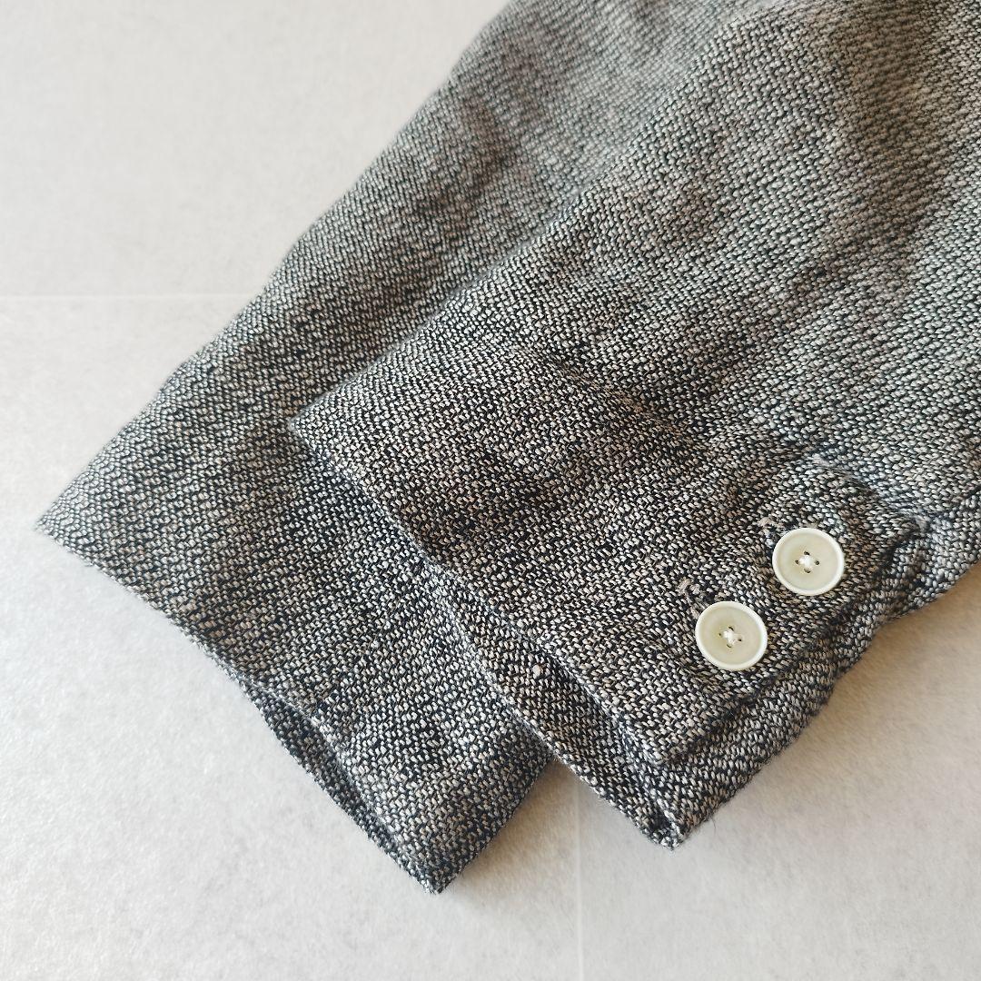 【美品】イチアンティークス 5釦リネンジャケット 麻100% チャコールグレー
