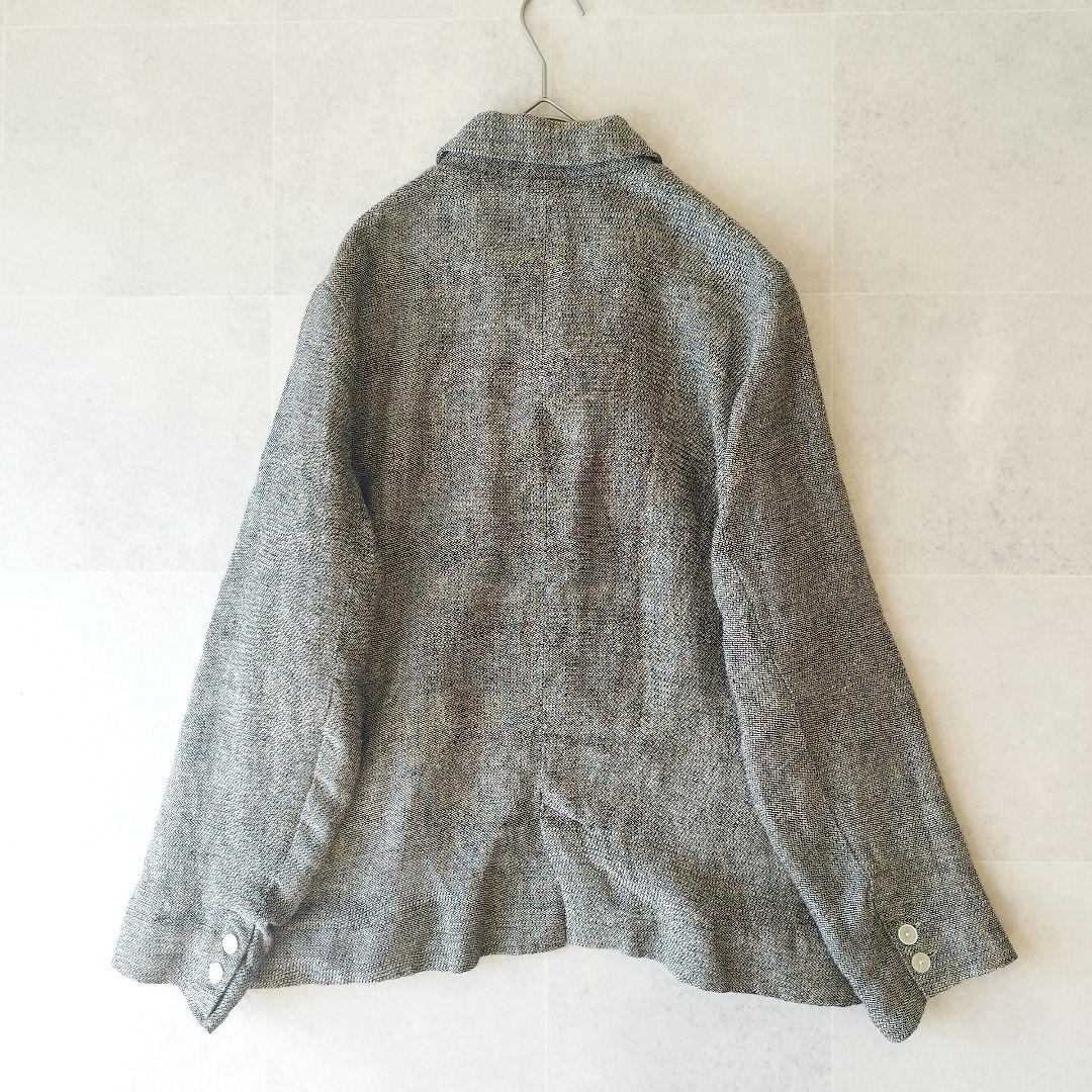 【美品】イチアンティークス 5釦リネンジャケット 麻100% チャコールグレー