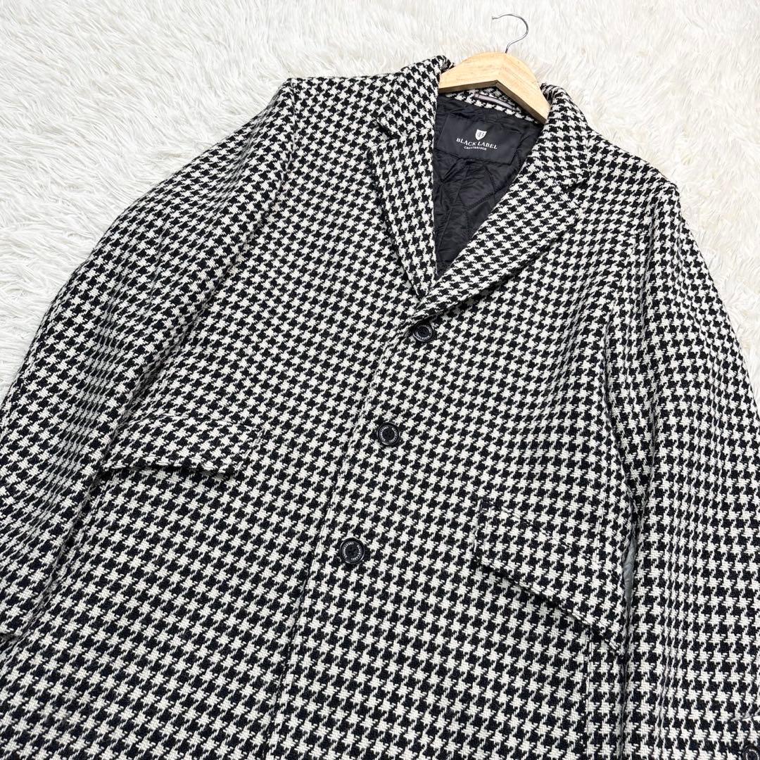 クレストブリッジ チェスターコート 千鳥柄 チェック L ロング ブラック中綿