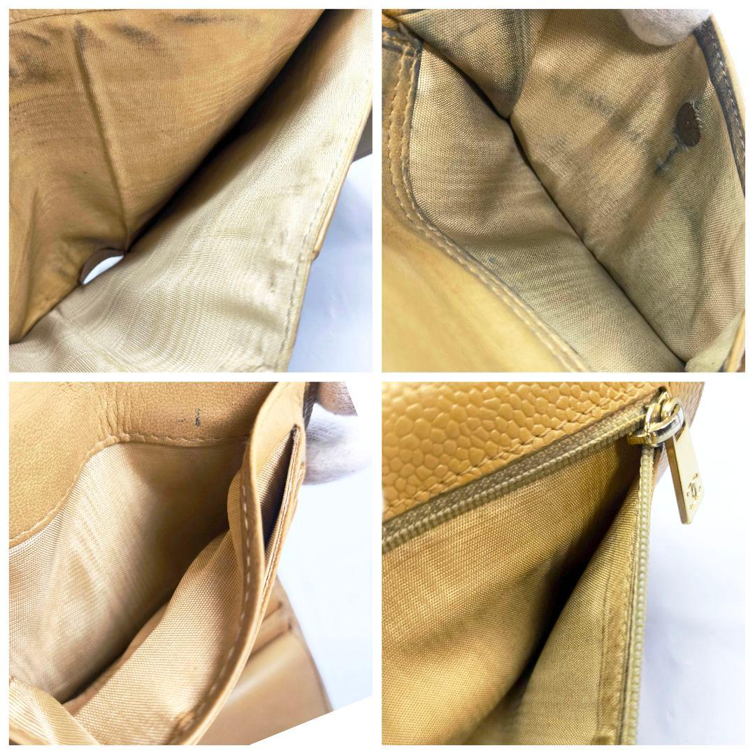 シャネル キャビアスキン 3つ折り財布 コンパクト ウォレット ココマーク