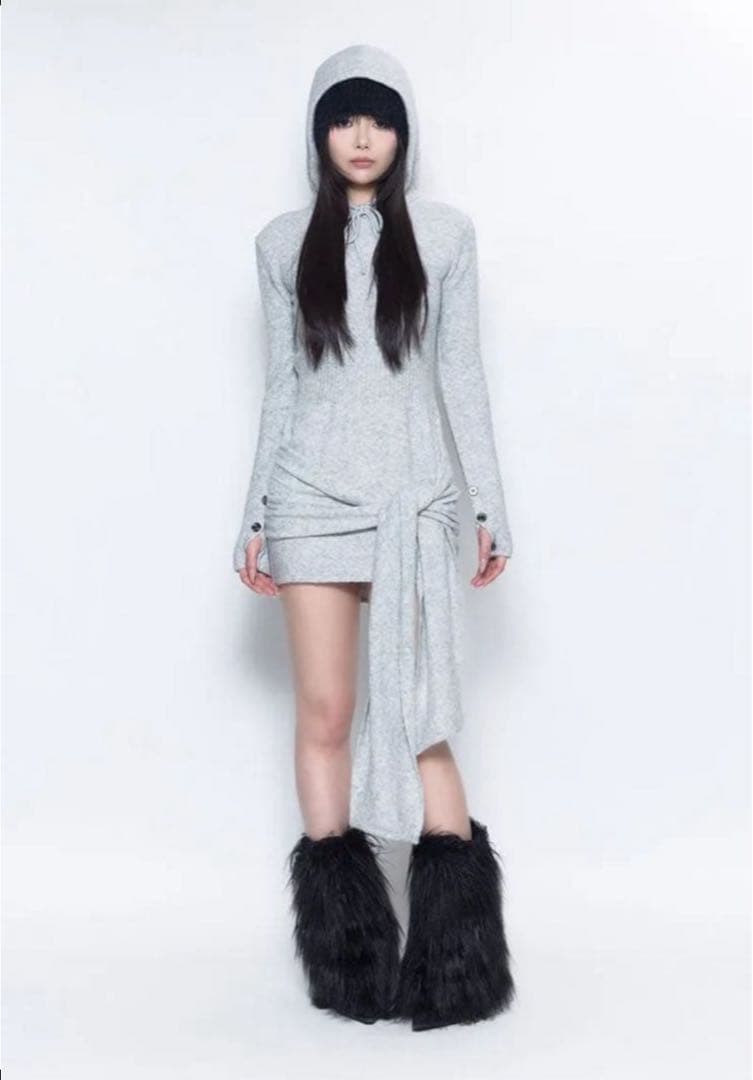 ワンピース theredthread S draped knit dress mini
