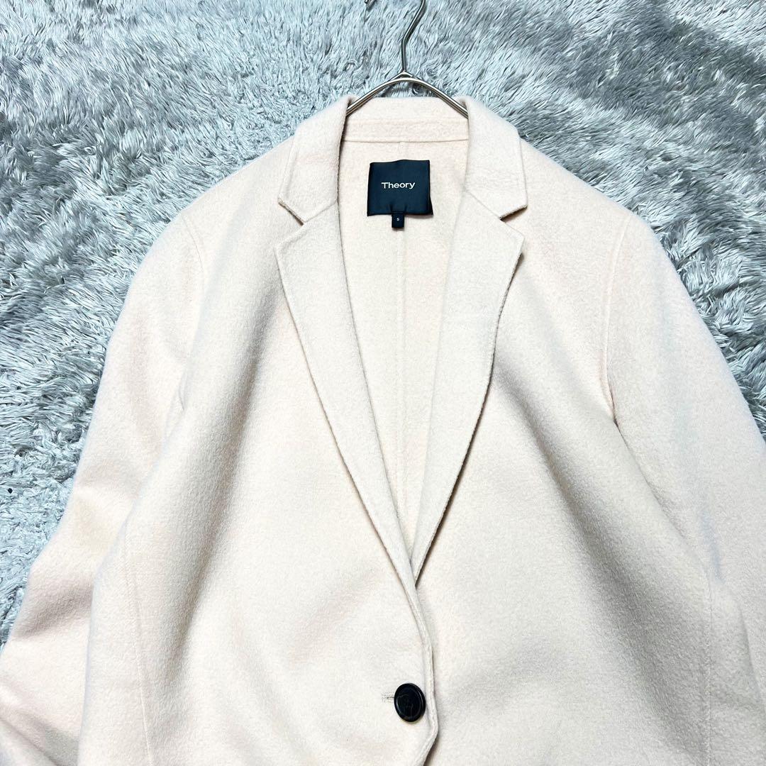 theory カシミヤ混 ダブルフェイス チェスターコート ライトピンク S