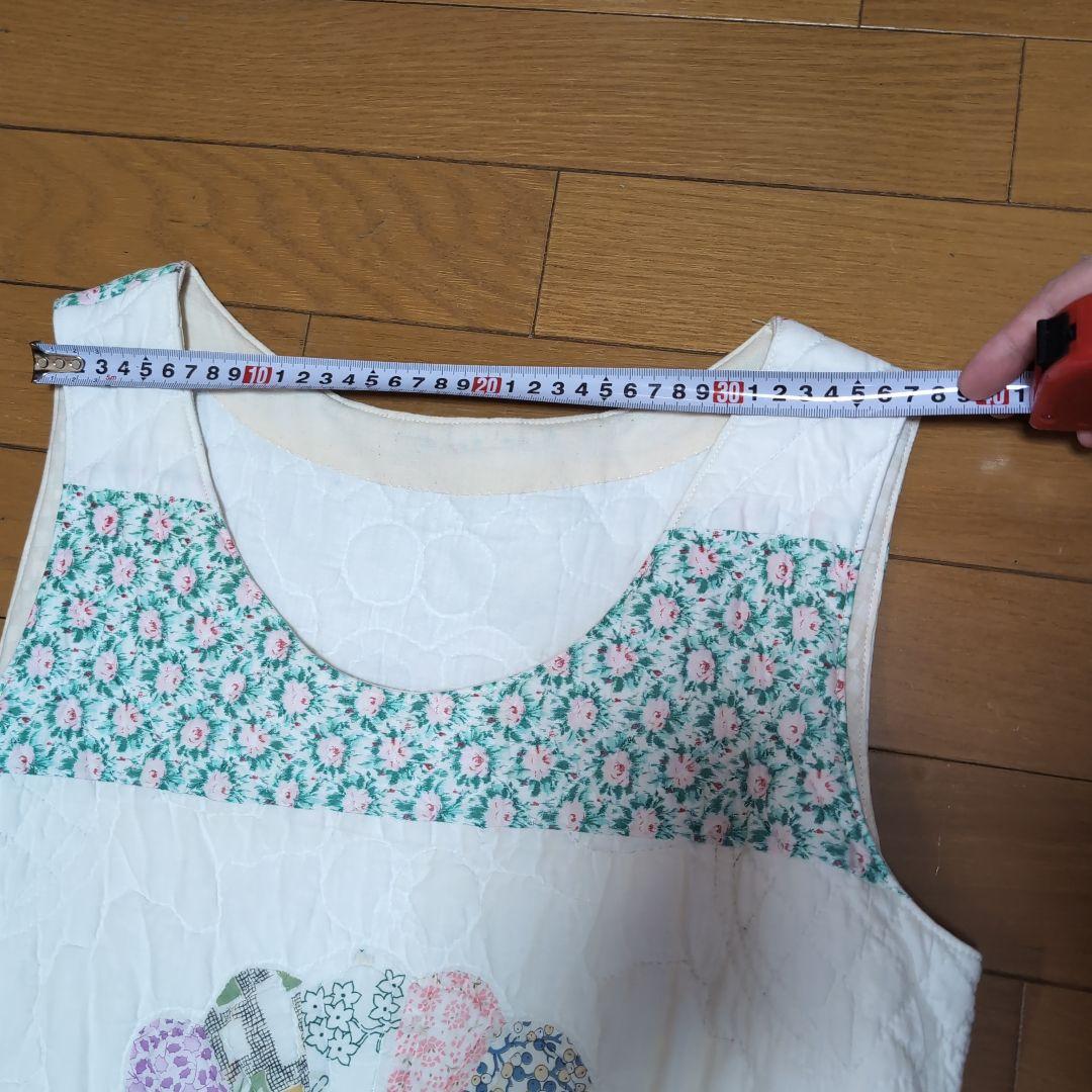 70s花柄パッチワークキルティングノースリーブロングワンピース