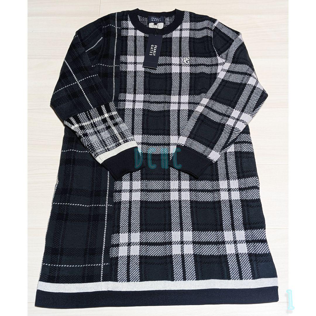 新品【サイズ1】【モノトーン】パーリーゲイツ ニットワンピース ゴルフ