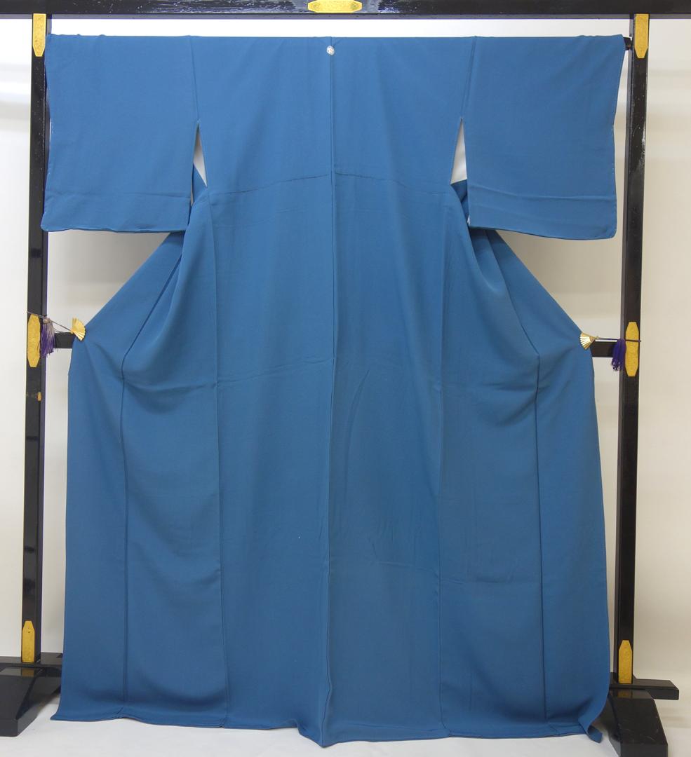 未使用美品 Lサイズ　色無地 堅牢染 紋 ガード加工 青■ON80112-19