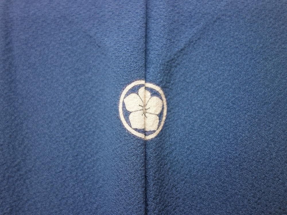 未使用美品 Lサイズ　色無地 堅牢染 紋 ガード加工 青■ON80112-19