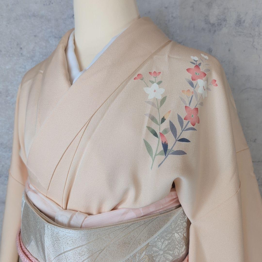 訪問着　フルセット　着物　正絹　加賀友禅　松坂屋　花梅　祝い事　O2