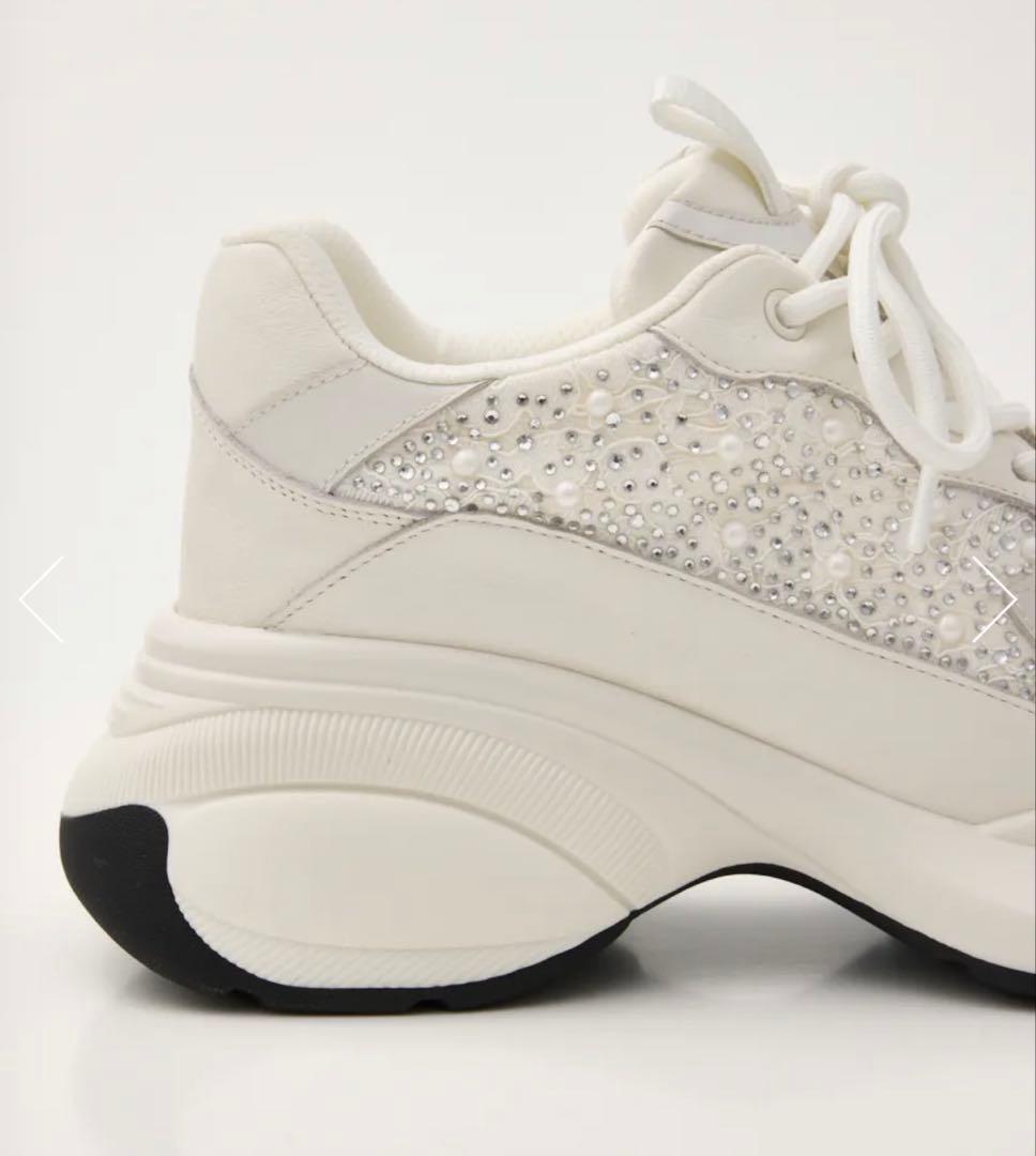 staccato パールミックスハイヒールスニーカー ホワイト