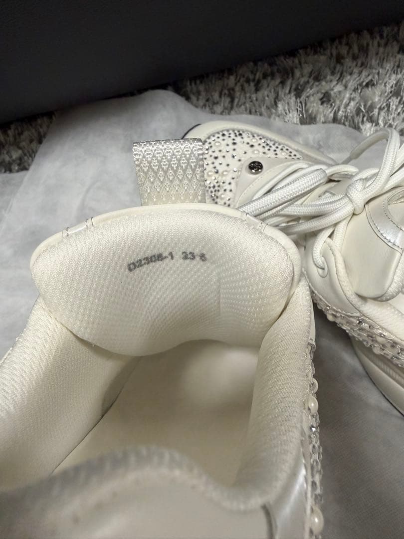 staccato パールミックスハイヒールスニーカー ホワイト