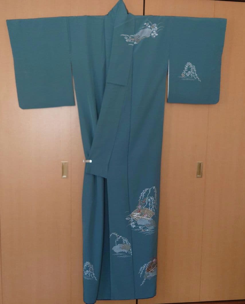 新春特価【美品】訪問着フルセット　地紙花文　金銀彩　正絹　袷　六通袋帯