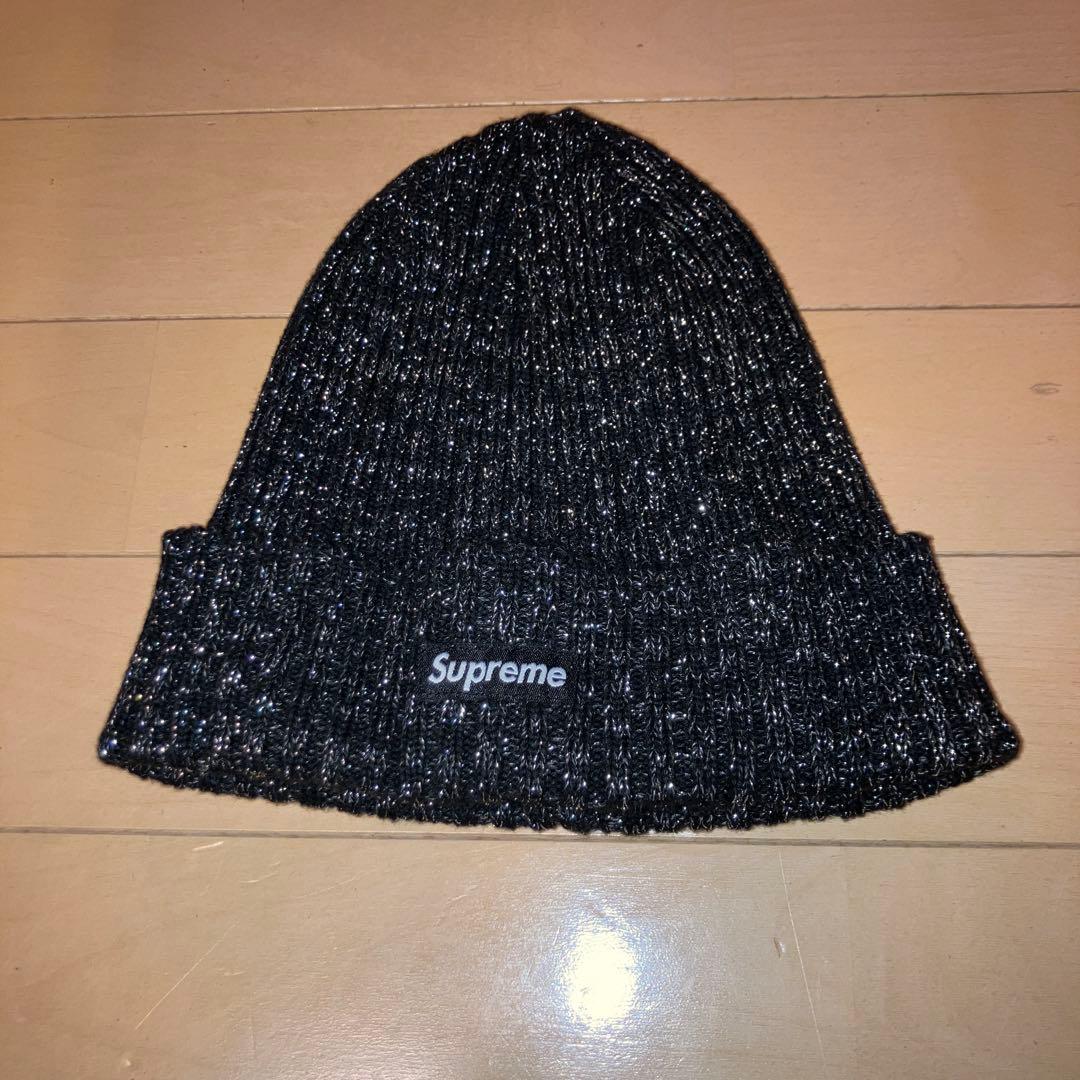 25ss Supreme ブラック ラメ ニット帽