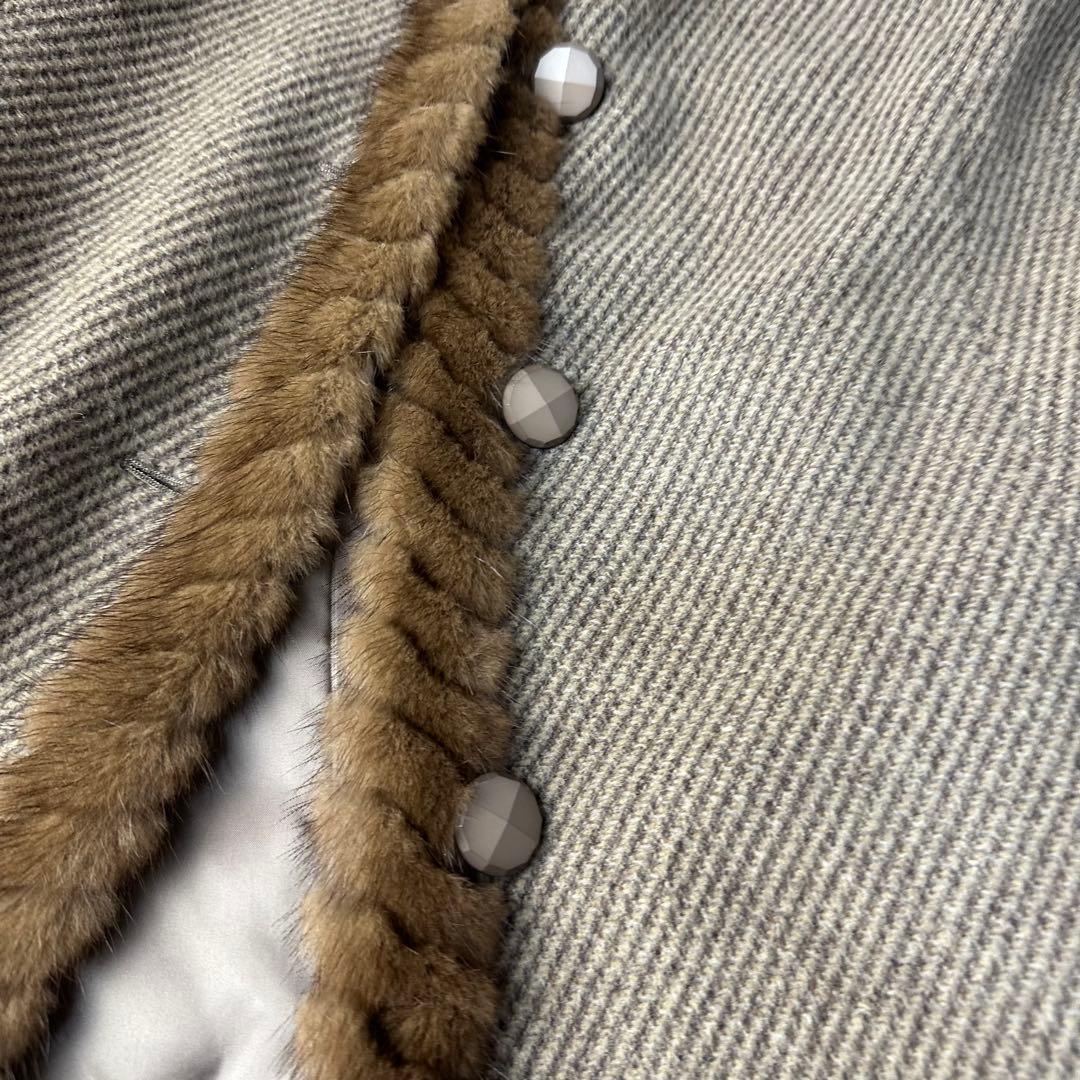 美品 レリアン カシミア ベージュ ファー付き ロングコートM程度