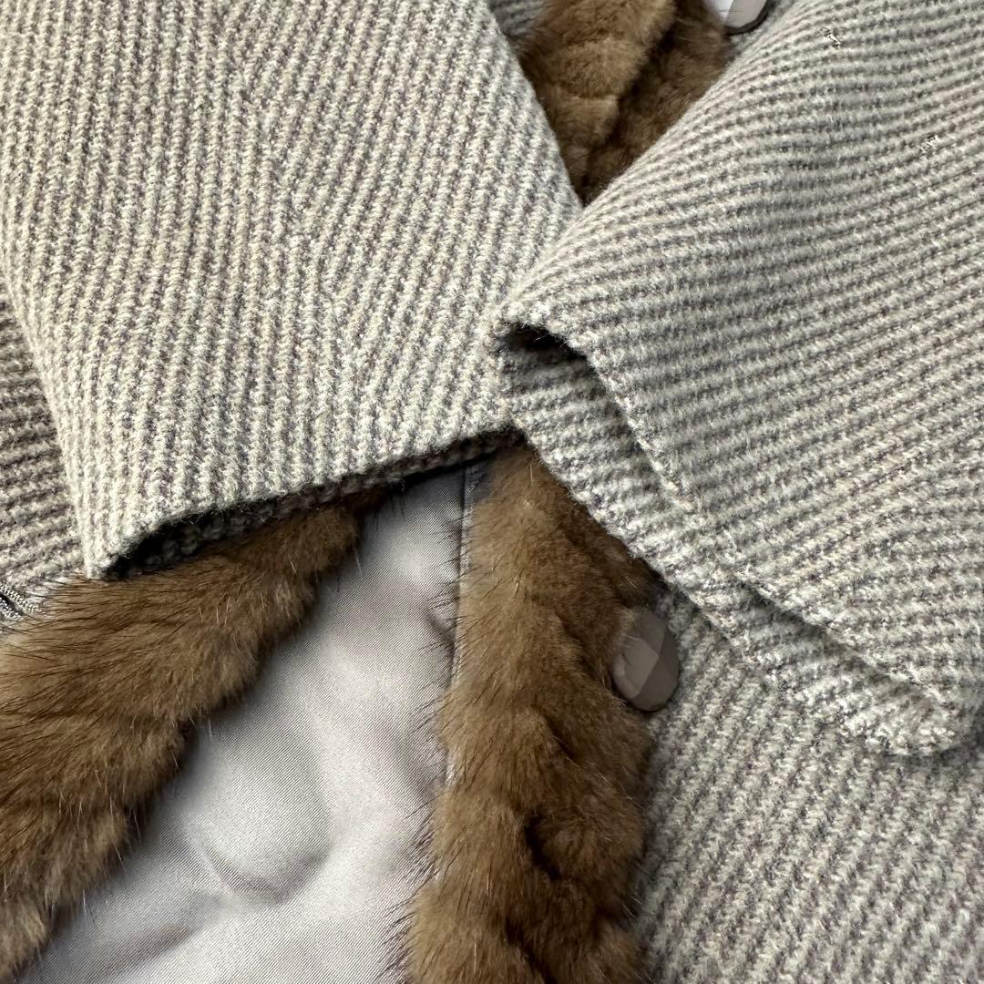 美品 レリアン カシミア ベージュ ファー付き ロングコートM程度