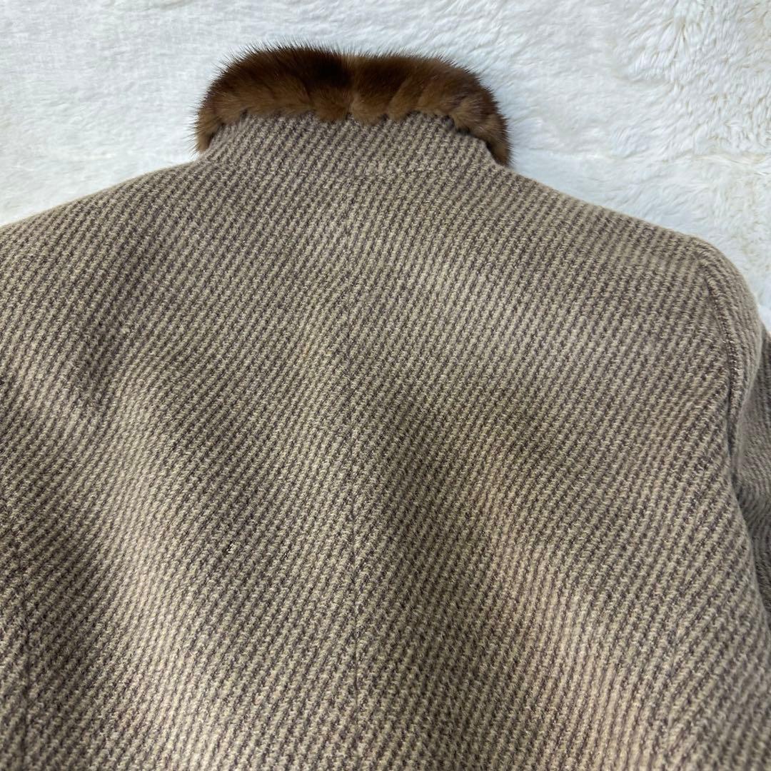 美品 レリアン カシミア ベージュ ファー付き ロングコートM程度