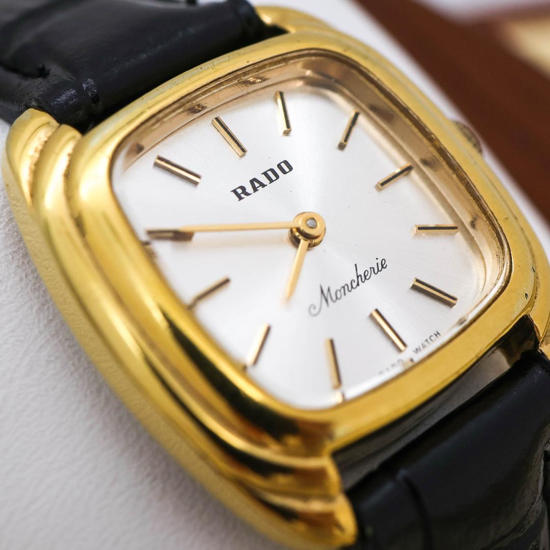 稼働 RADO モンシェリー 腕時計 機械式 手巻き 新品レザーベルト 1550