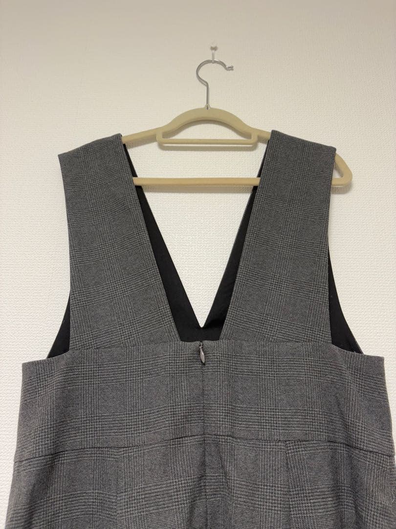 グリーンレーベル リラクシング ジャンパースカート ワンピース グレー チェック