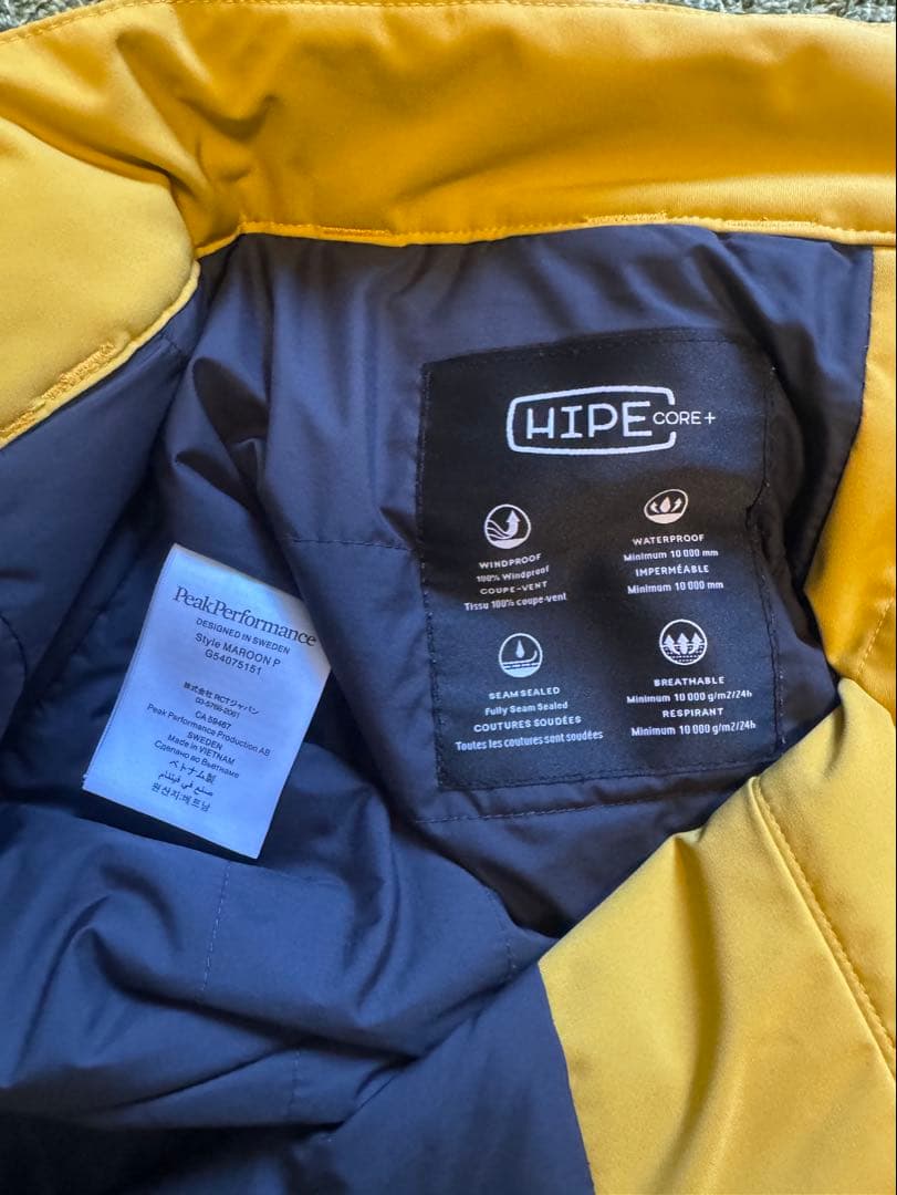 Peak Performance スノーパンツ Sサイズ イエロー