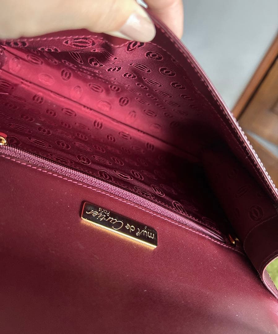 バーガンディレザー クラッチバッグ