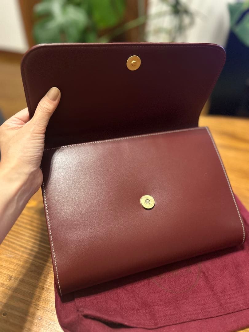 バーガンディレザー クラッチバッグ