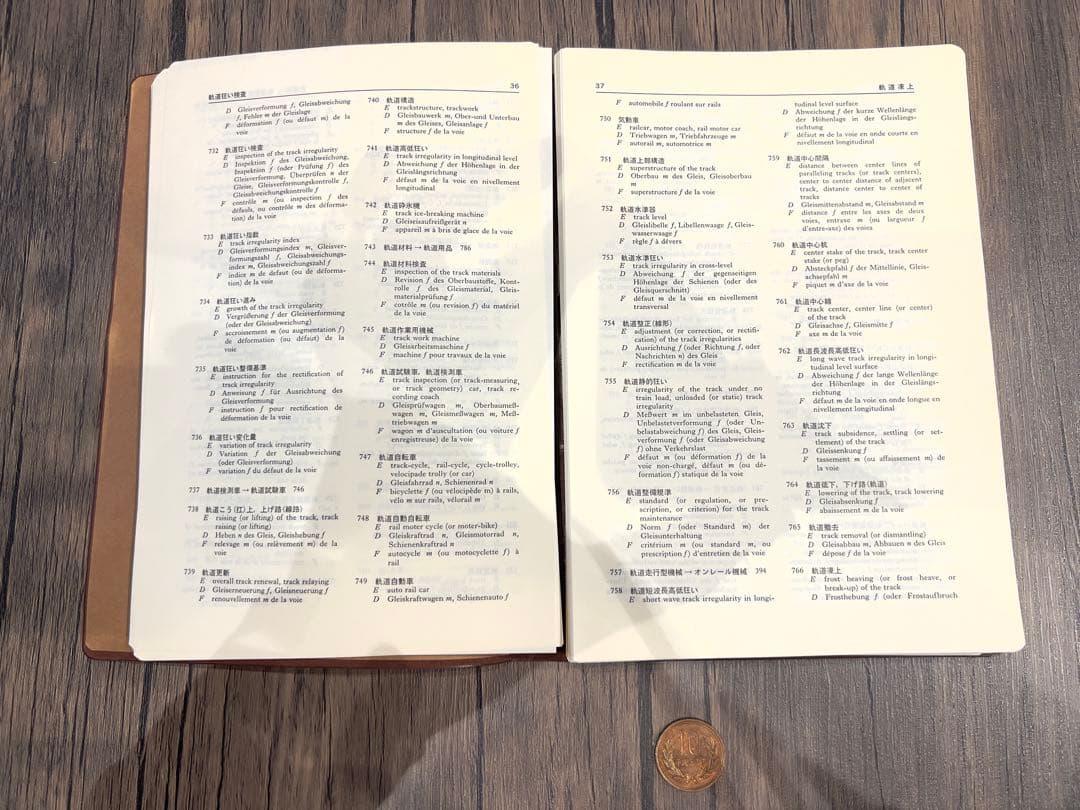 鉄道線路土木用語におけるアメリカ英訳、イギリス英訳、ドイツ訳、フランス訳のセット