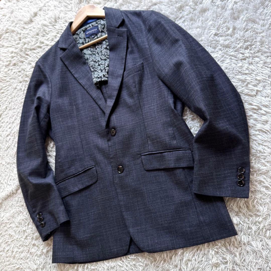 極美品　メンズビギ　テーラードジャケット　ペイズリー　ブルー　アンコン　LL