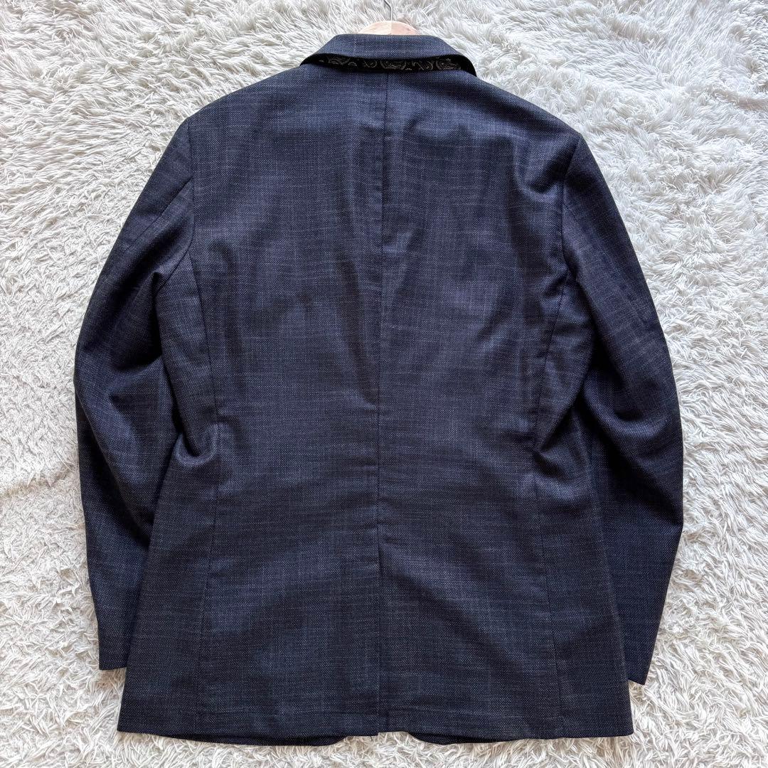 極美品　メンズビギ　テーラードジャケット　ペイズリー　ブルー　アンコン　LL