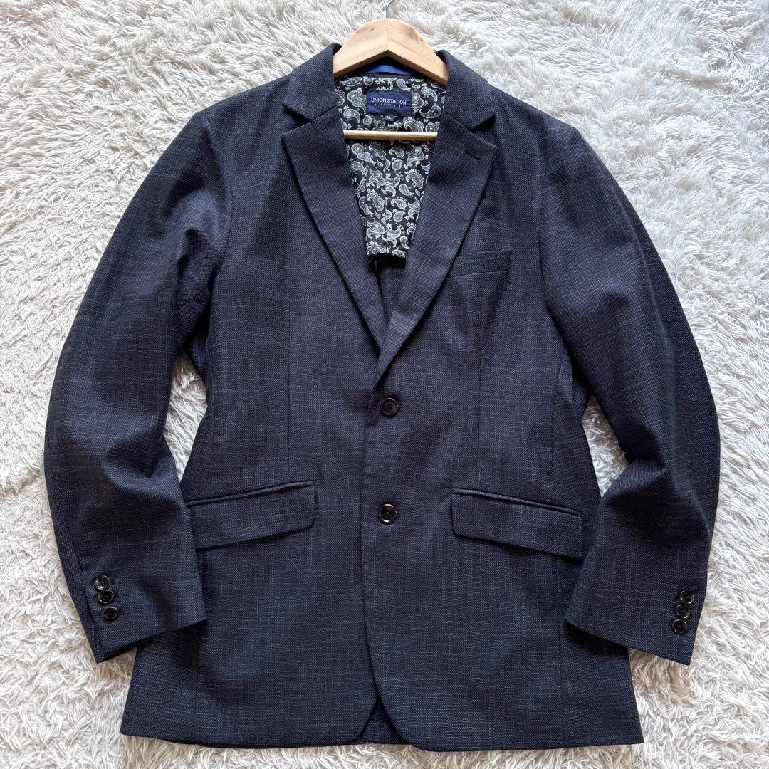 極美品　メンズビギ　テーラードジャケット　ペイズリー　ブルー　アンコン　LL
