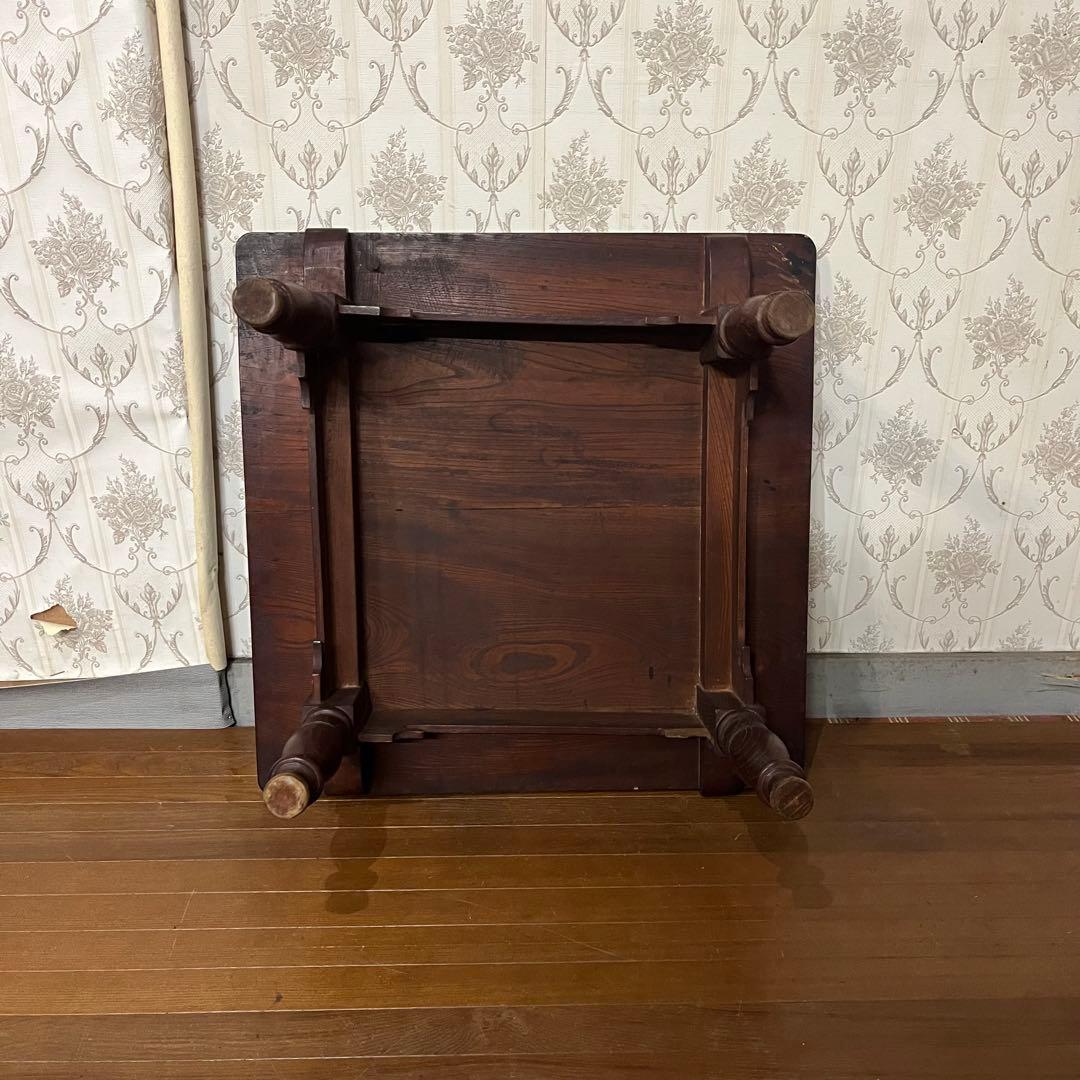 【アンティーク】昭和レトロ 木製 ろくろ脚 ローテーブル 文机 座卓 古道具