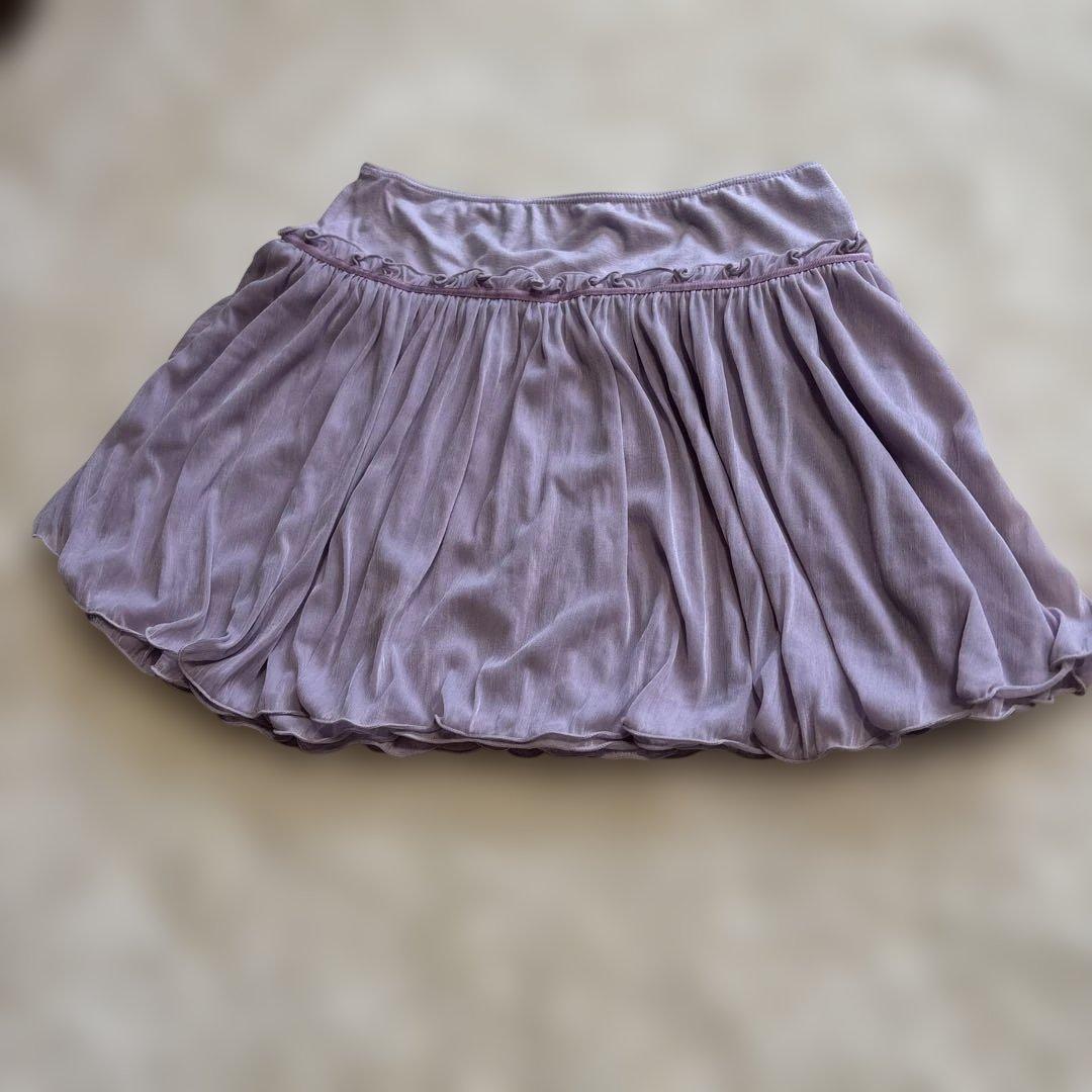 チャコット　薄紫 フレアスカート リボン付き