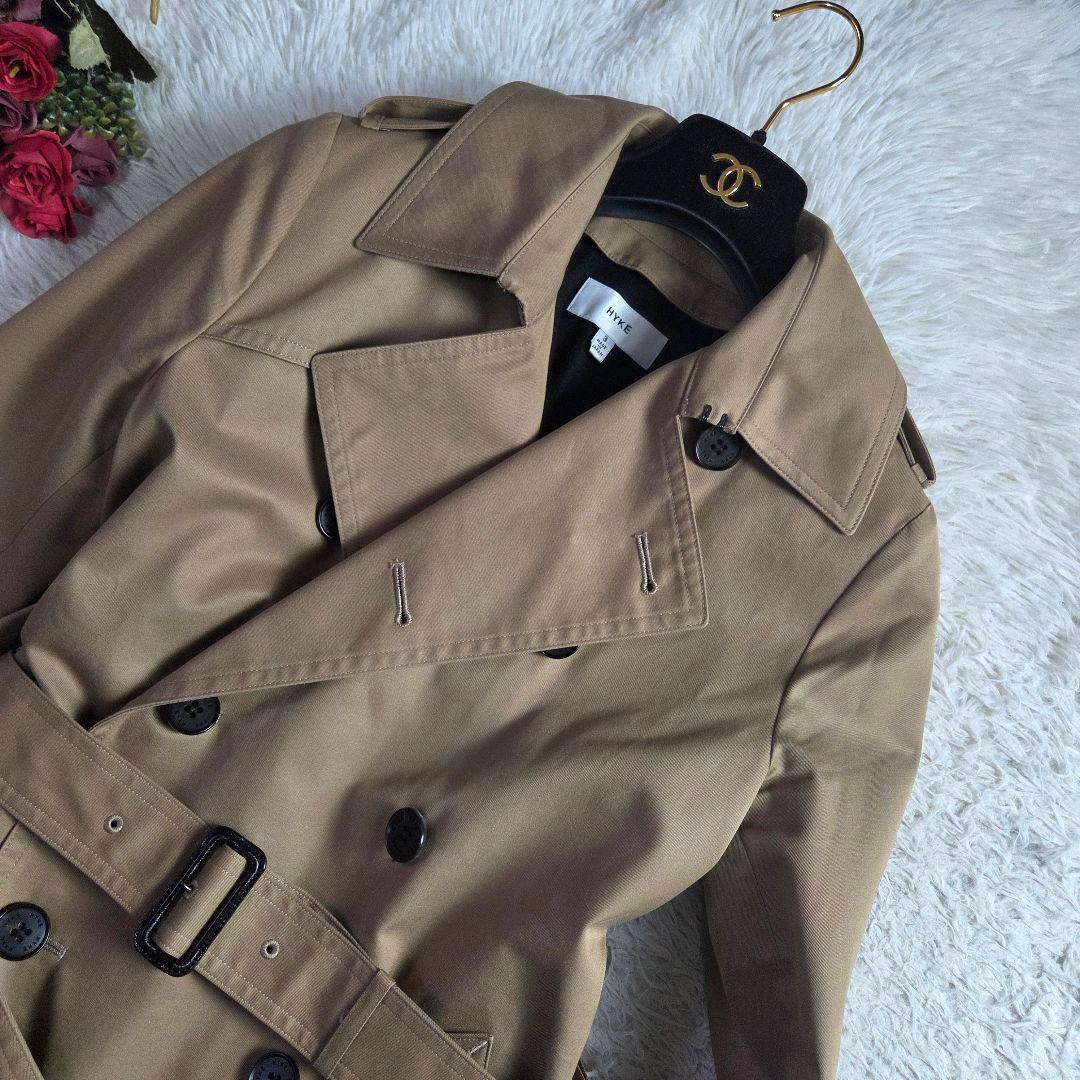 極美品 HYKE トレンチコート ライナー着脱式 ベージュ サイズL タイト