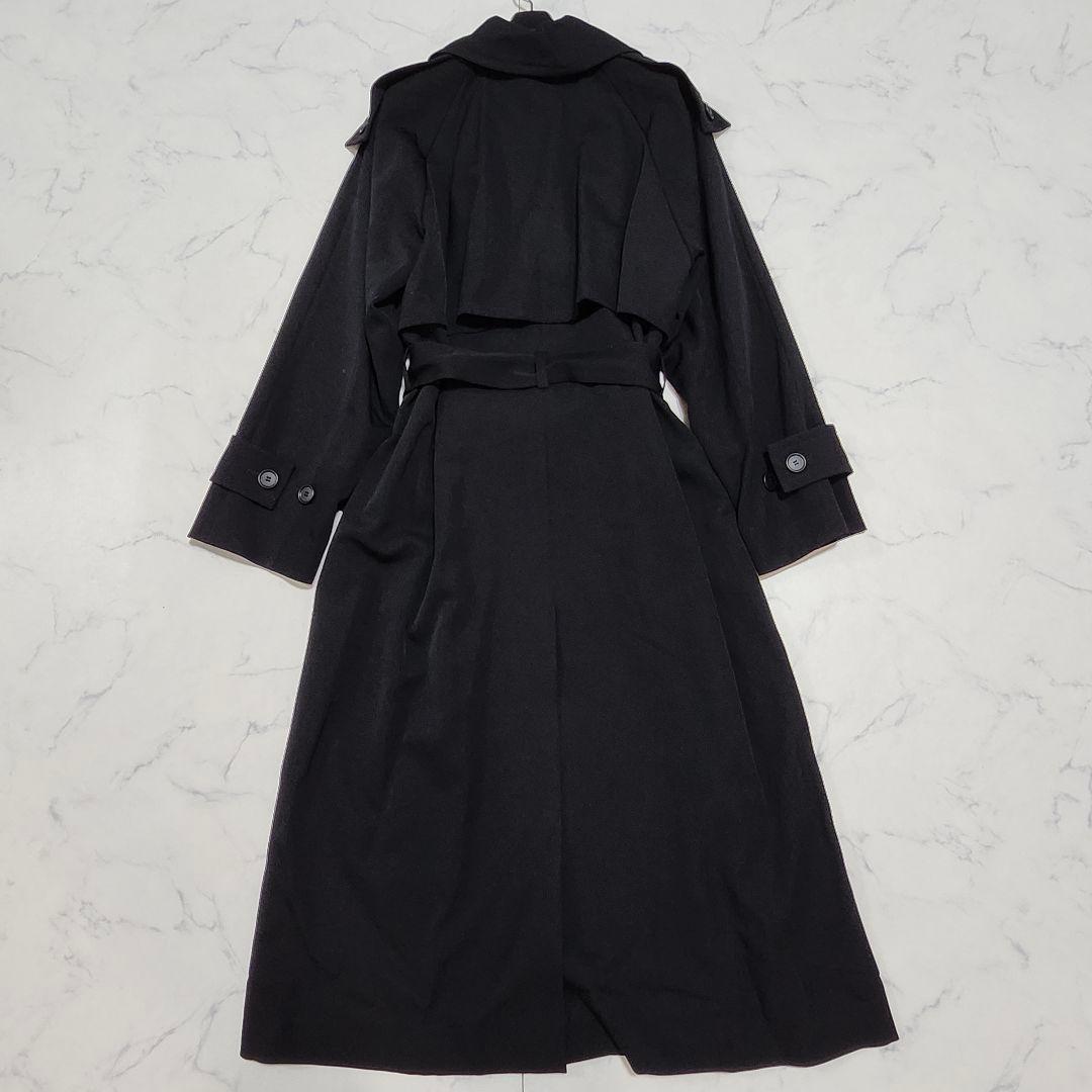 美品☆モガ　トレンチコート　ロング丈　ウエストベルト　近年モデル　ブラック