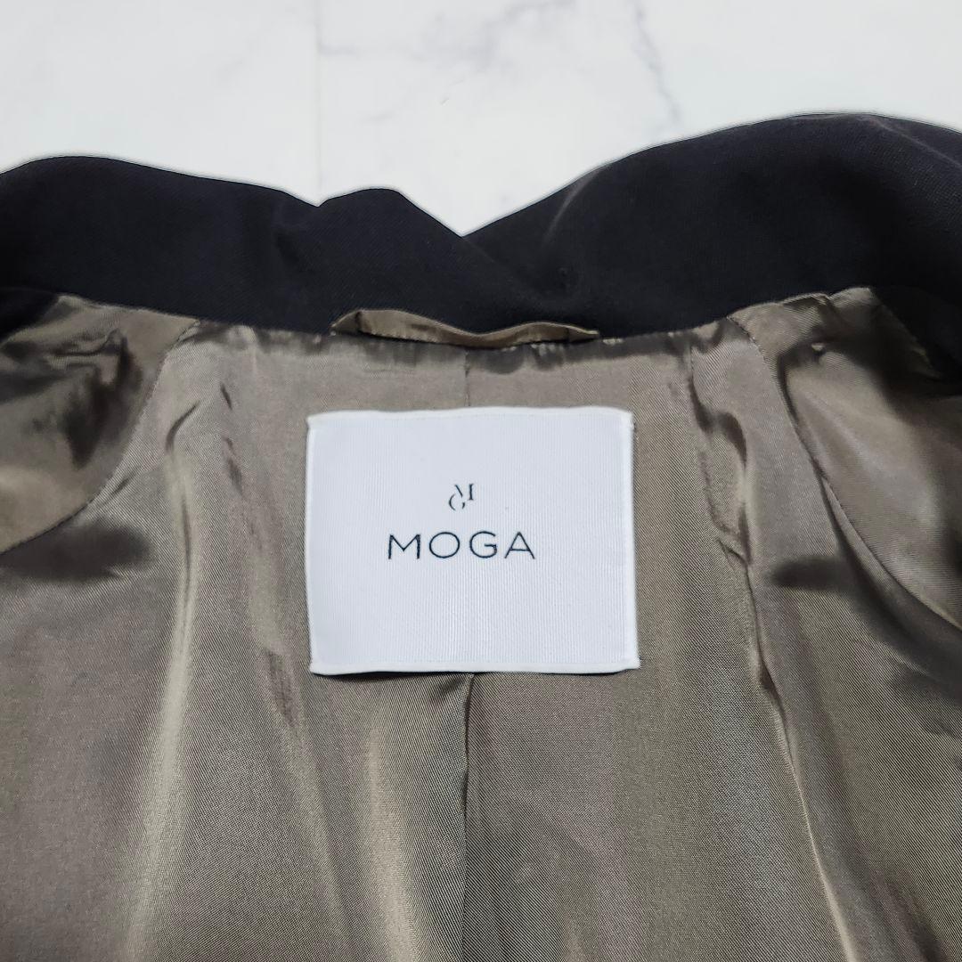 美品☆モガ　トレンチコート　ロング丈　ウエストベルト　近年モデル　ブラック