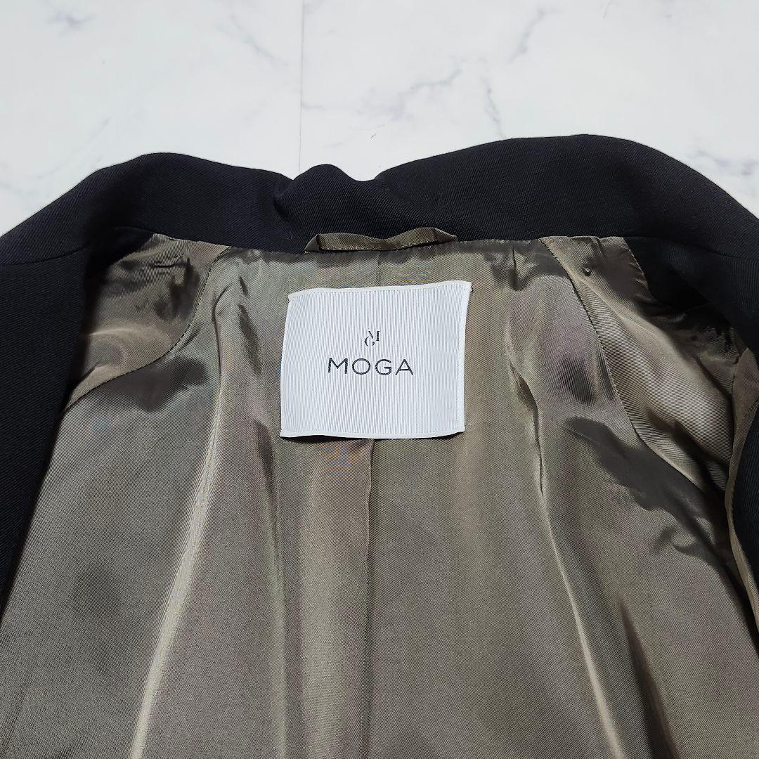 美品☆モガ　トレンチコート　ロング丈　ウエストベルト　近年モデル　ブラック