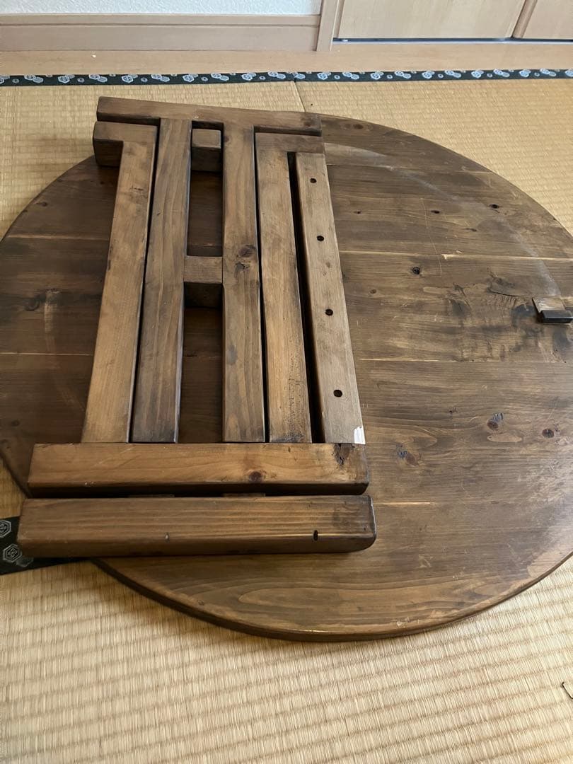 木製 丸テーブル　折りたたみ式ちゃぶ台