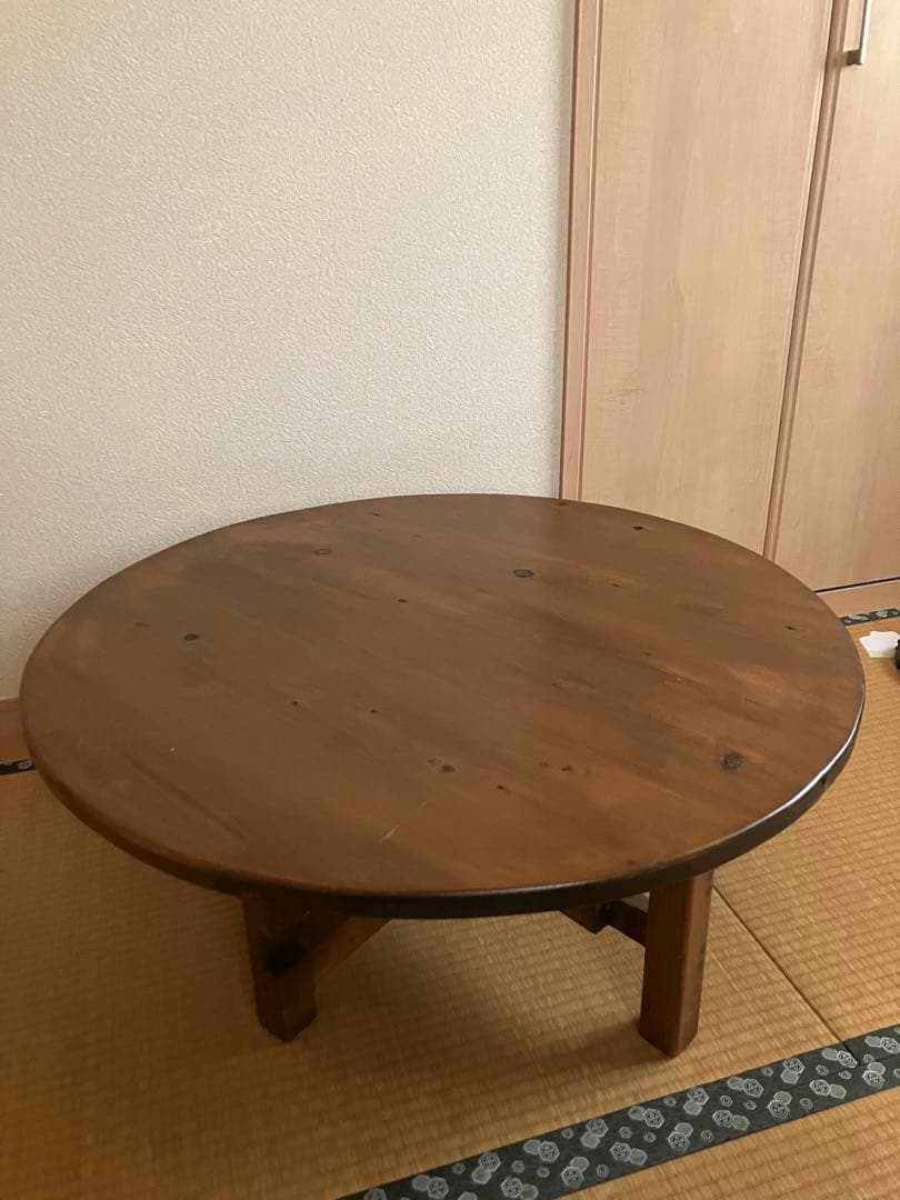 木製 丸テーブル　折りたたみ式ちゃぶ台