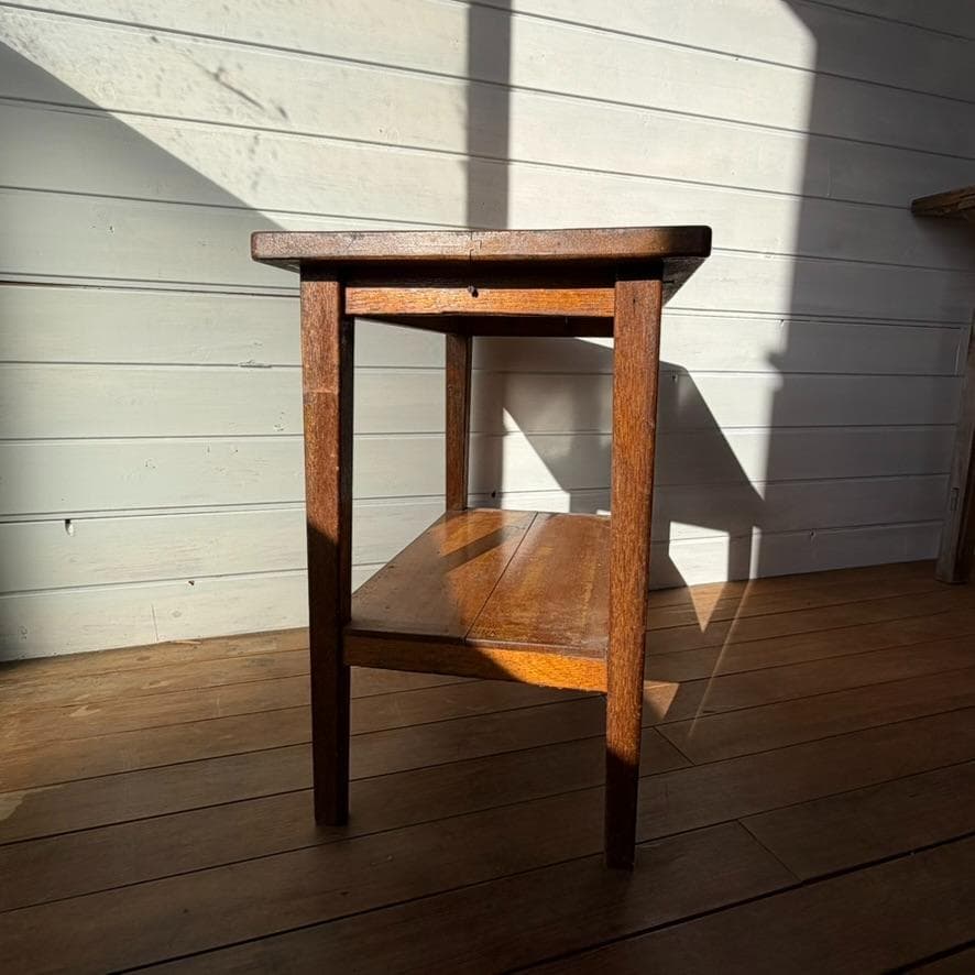 木製 二段 サイドテーブル／小机 飾り台 古家具 古道具