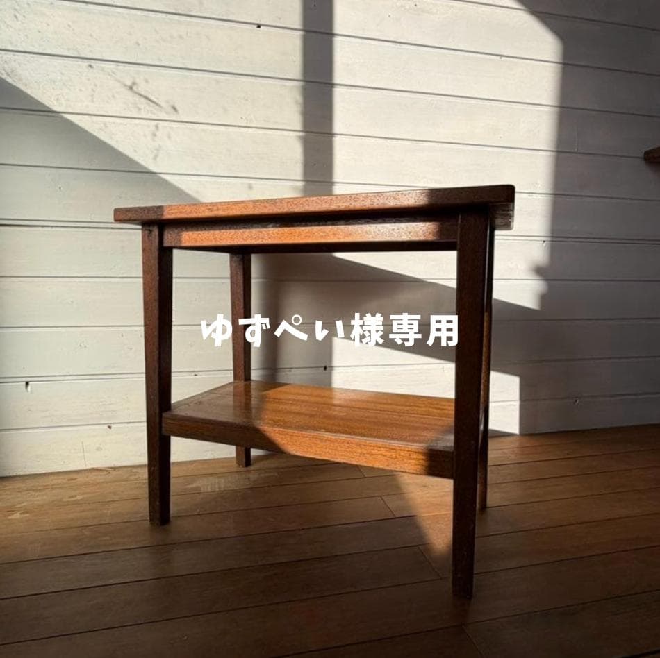 木製 二段 サイドテーブル／小机 飾り台 古家具 古道具