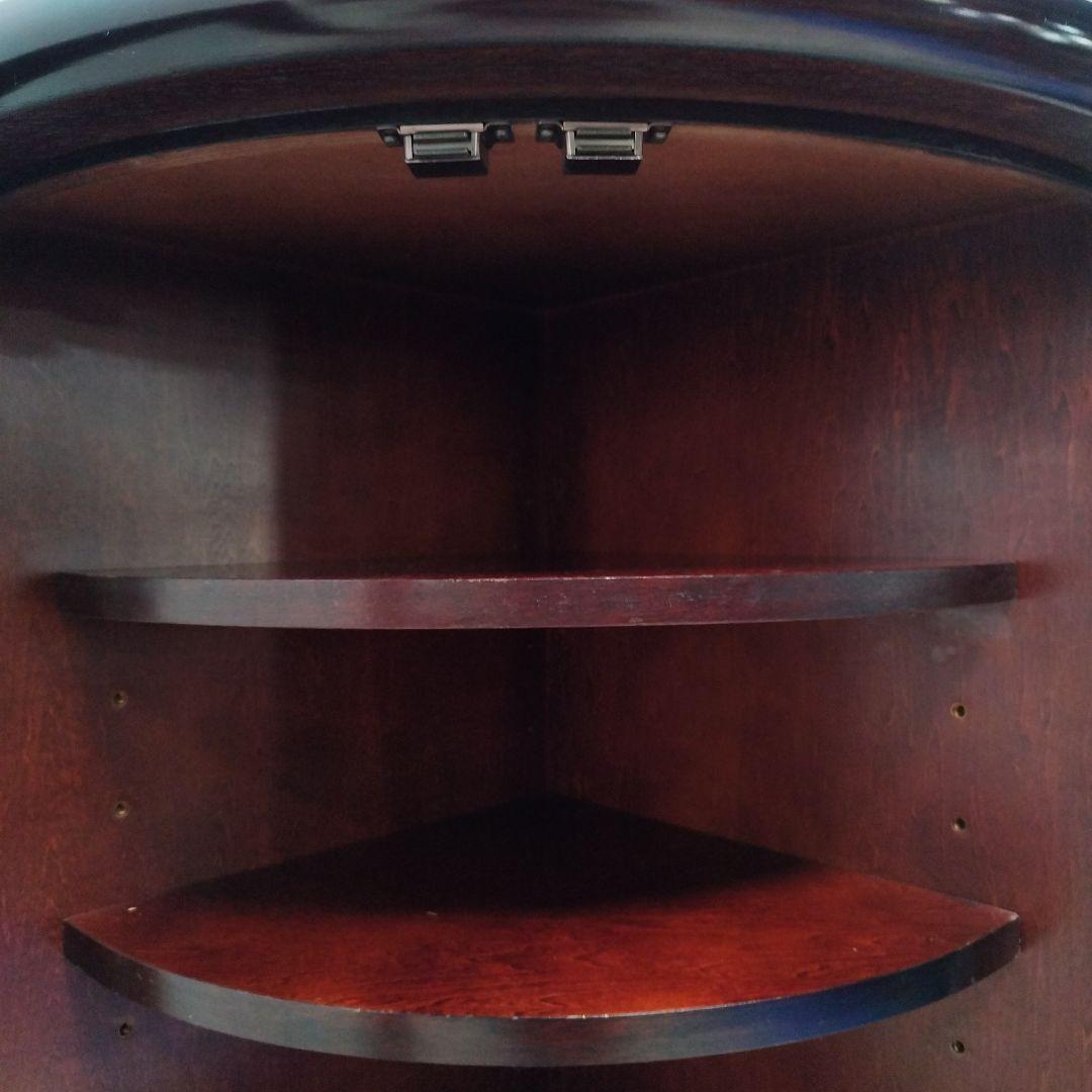 【引き取り歓迎】カリモク コーナーキャビネット ガラス扉 木製 赤茶