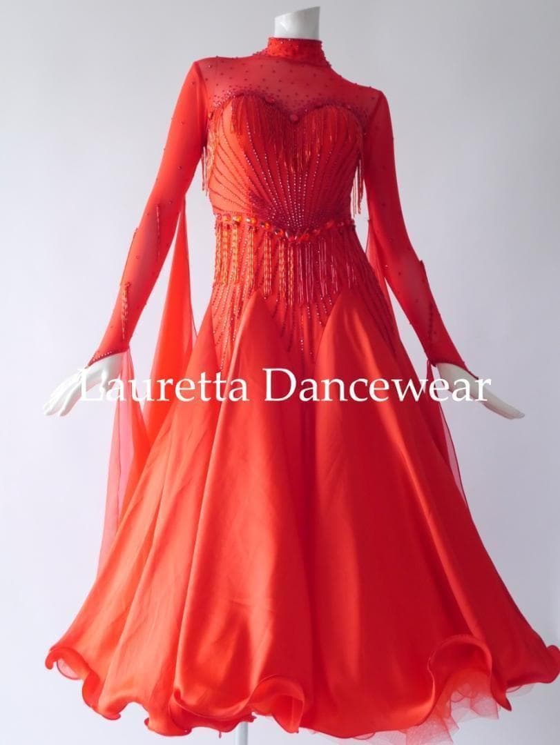 新品✨ラウレッタ 社交ダンスドレス ルビーレッド M 高級仕様 競技 デモ対応