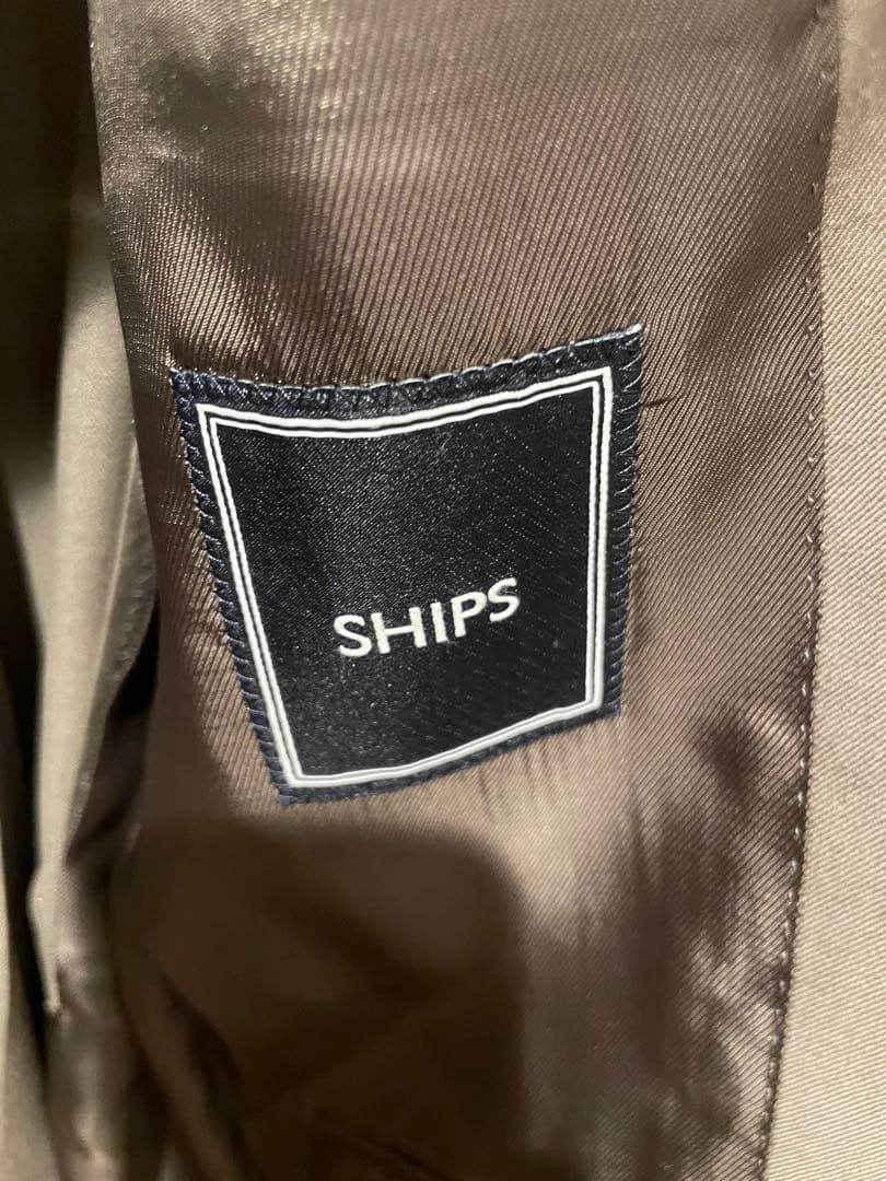 【新品未使用】シップス×ドーメル製生地スーツ／グレーカーキ／46