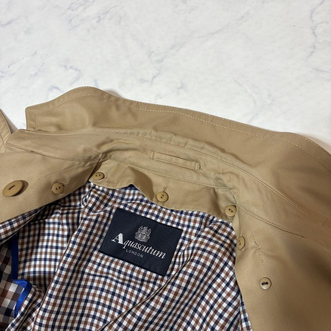 美品✨ アクアスキュータム トレンチコート M ベージュ系 ライナー ブルー