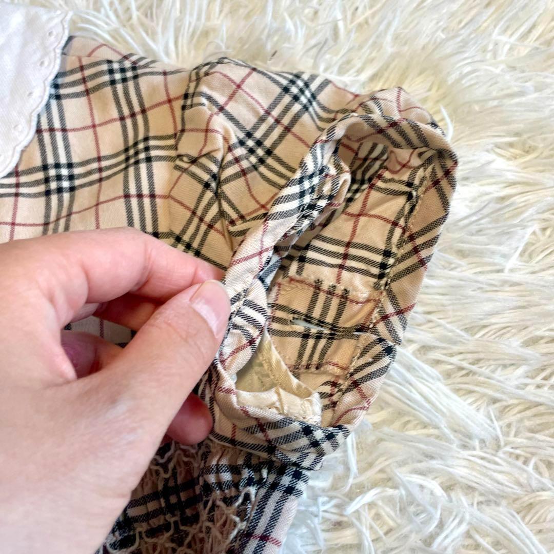 【バーバリーロンドン】ワンピース ノバチェック フリル ベルト 白襟 130A