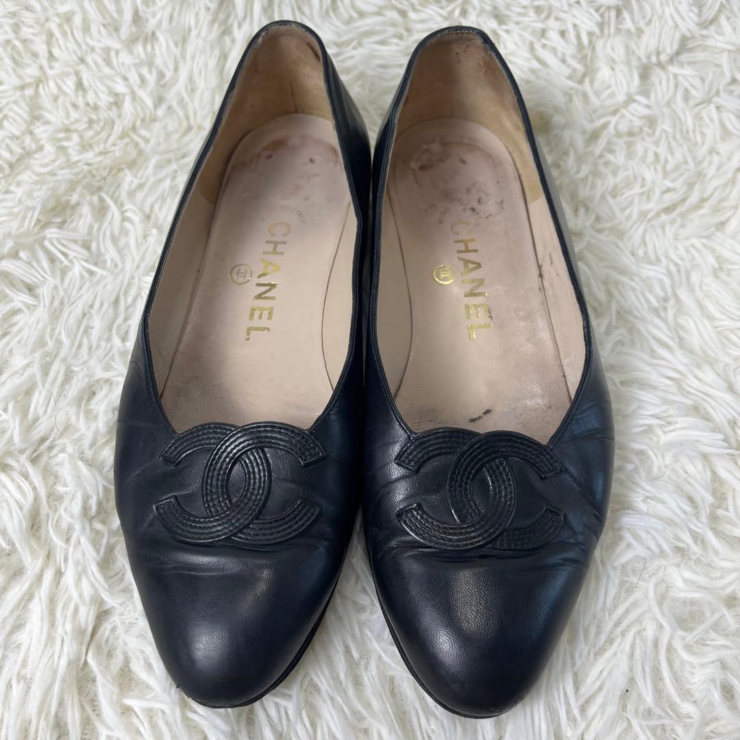 美品✨ CHANEL パンプス ココマーク デカロゴ レザー ブラック 37