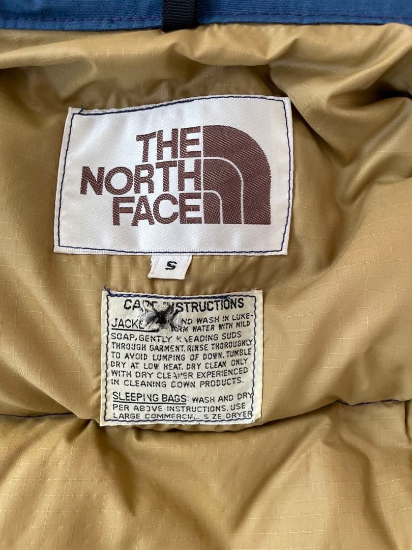 USA製　ノースフェイス　70s 茶タグ ダウンベスト　ブルー　Sサイズ
