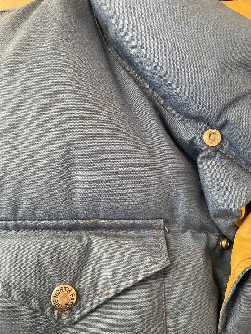 USA製　ノースフェイス　70s 茶タグ ダウンベスト　ブルー　Sサイズ