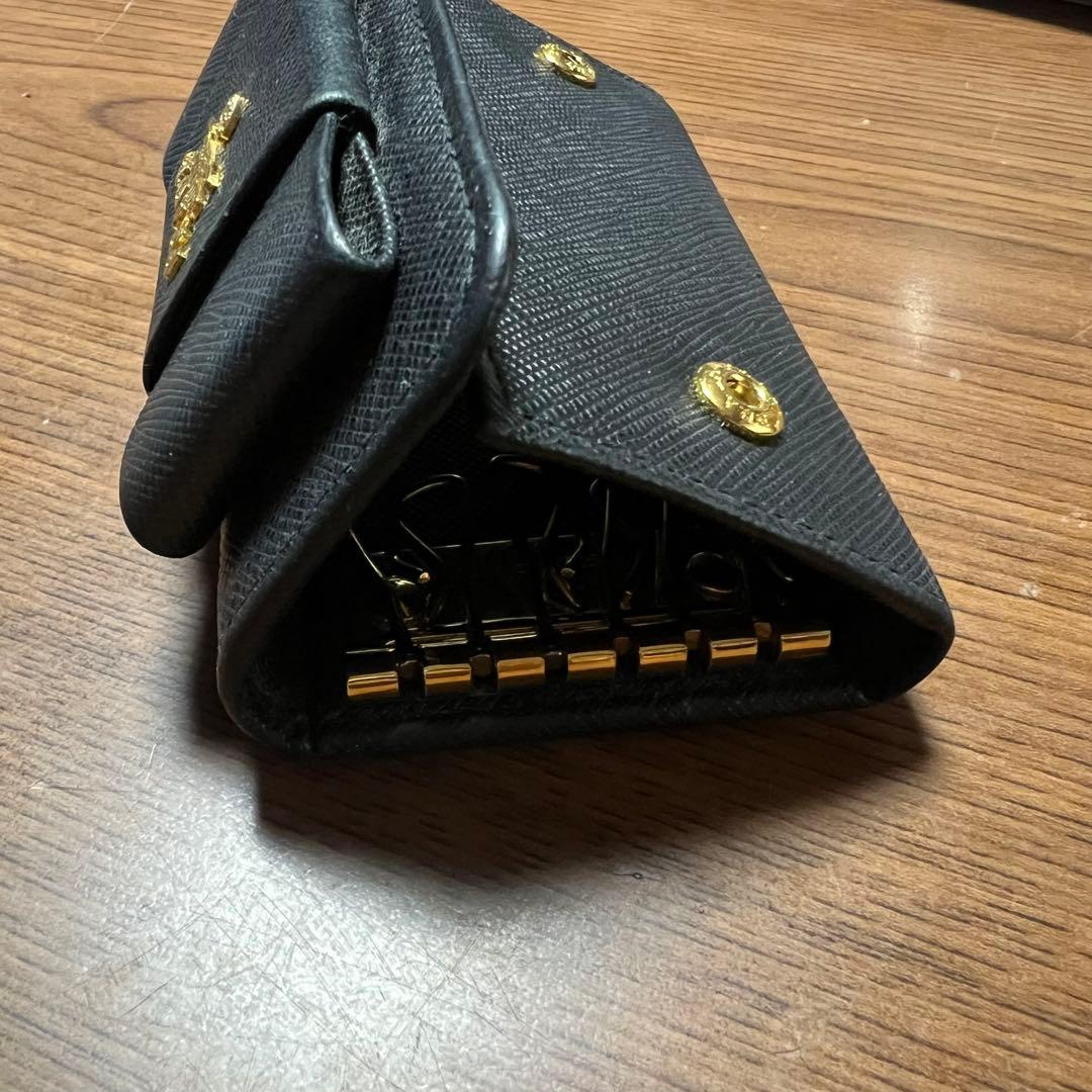 PRADA プラダ　キーケース　レザー　黒　リボン